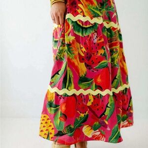 Victoria Dunn Pink Maxi A-Line Skirt with Ruffled Details